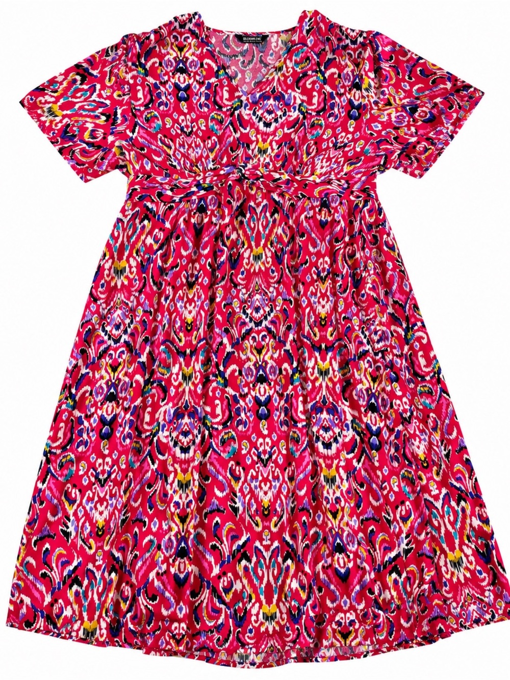 BloomChic Hot Pink Multicolor Ikat Maxi Dress - Picture 2 of 16
